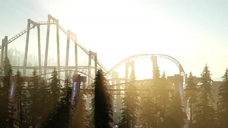 old-roller-coaster-at-sunset-in-forest